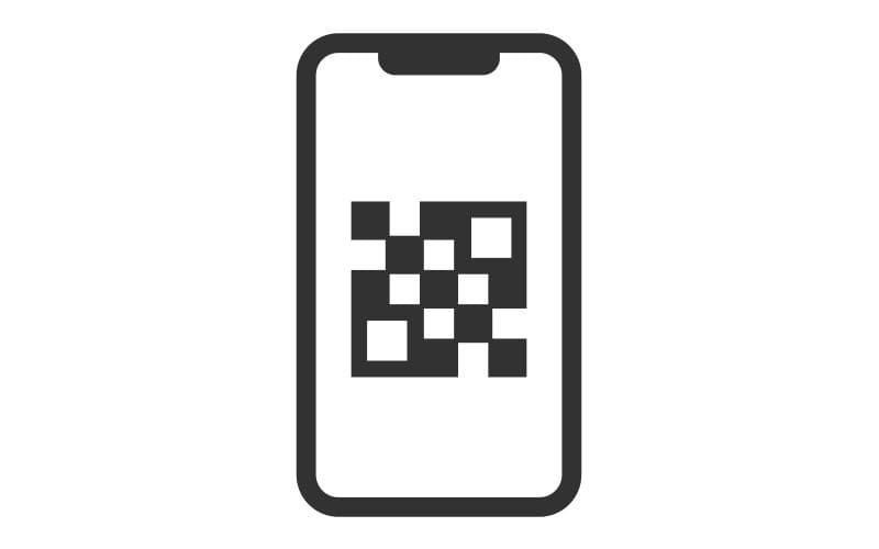 スマートフォンにQRコードが表示されたイメージのイラスト
