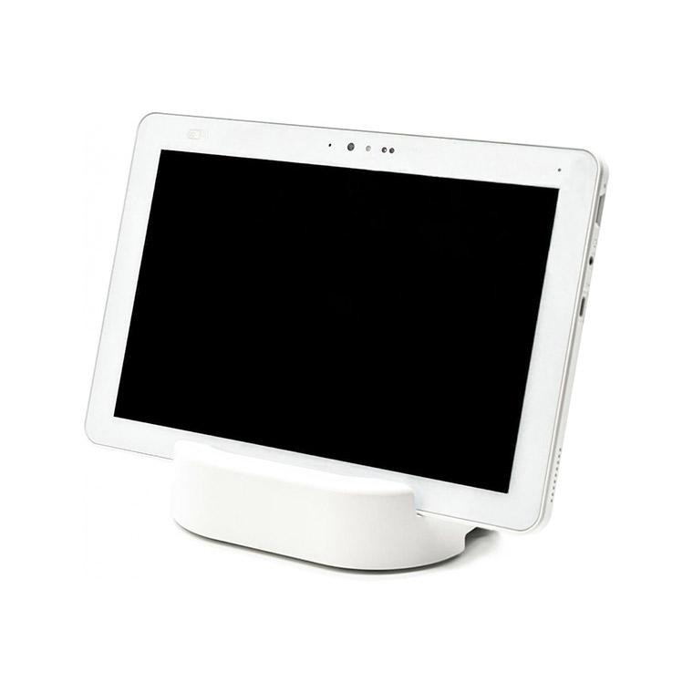 LIMNOの15インチ 業務用 AndroidタブレットPC Funityを専用クレードルに設置している様子