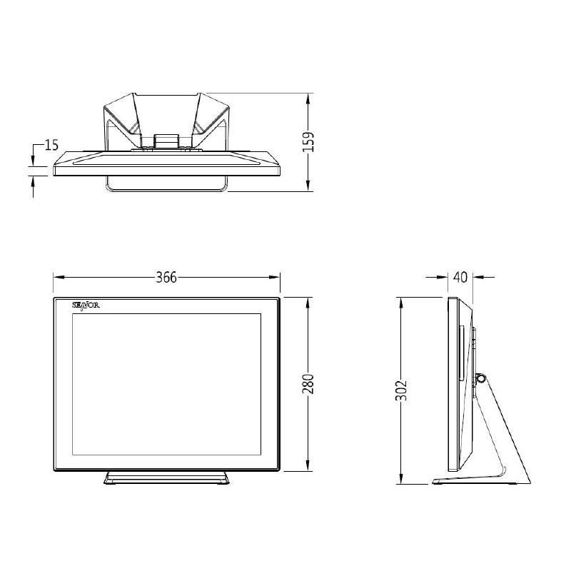 エフケイシステム 防塵防水 タッチパネルPC「K5ve II」のサイズ図解