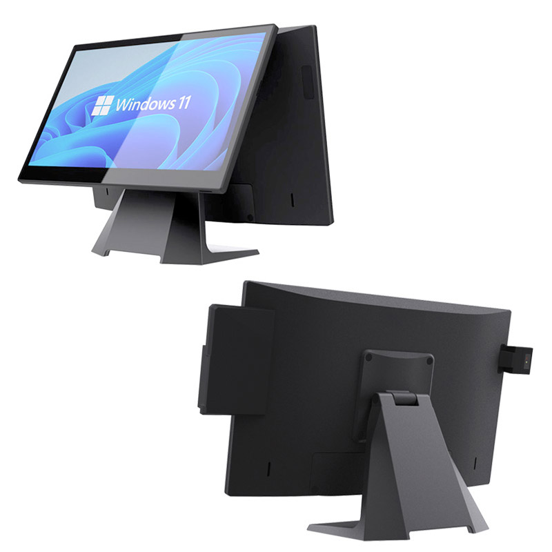 エフケイシステム 防塵防水 タッチパネルPC「K6ve」と「K8ve」の周辺機器オプションのカスタマーディスプレイ、 1D/2D バーコードリーダー、カードリーダーを搭載したイメージ