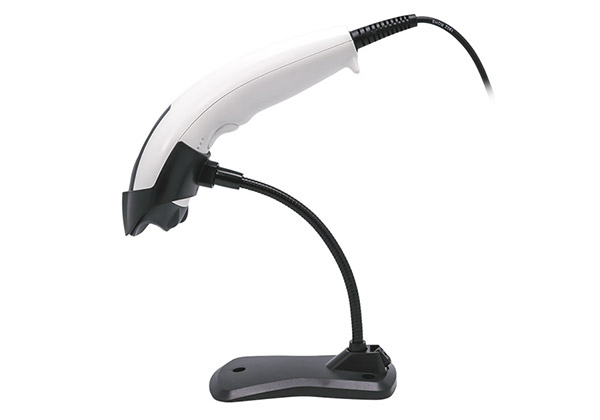 専用スタンド装着時のKC-2200-USB-IIバーコードリーダー