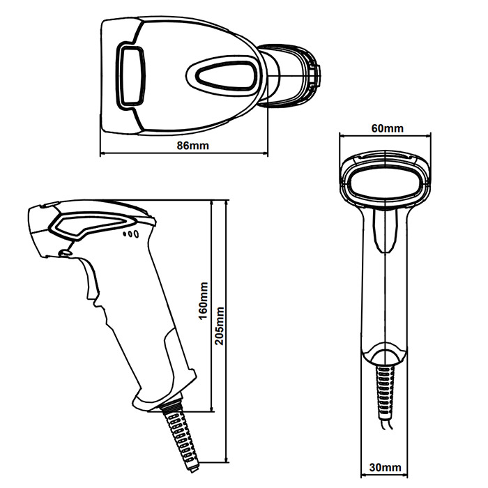 バーコードリーダー KS-5300 の外形寸法図