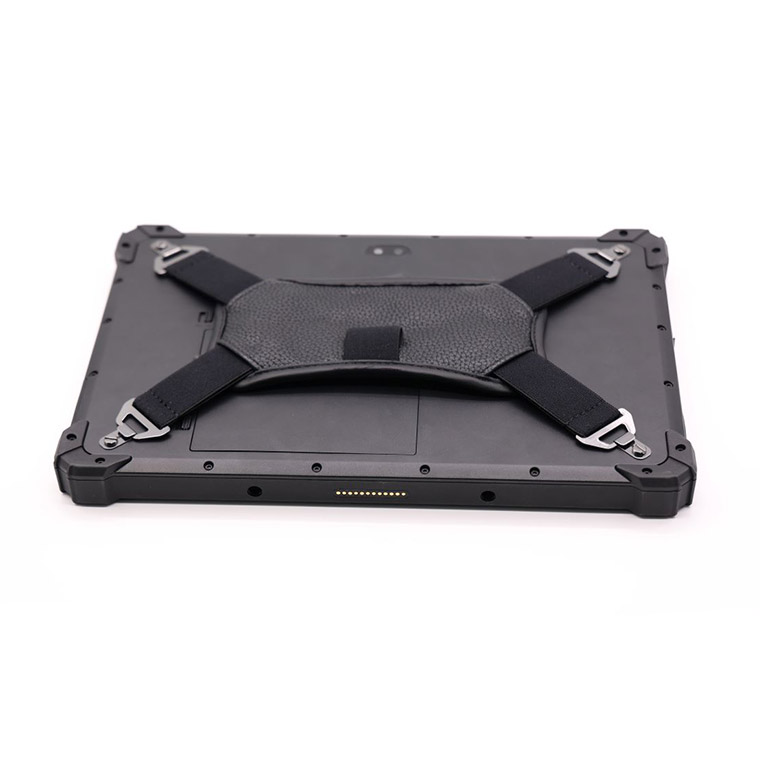 NS107タブレットの標準付属アクセサリー「4点止めハンドストラップ」の装着イメージ