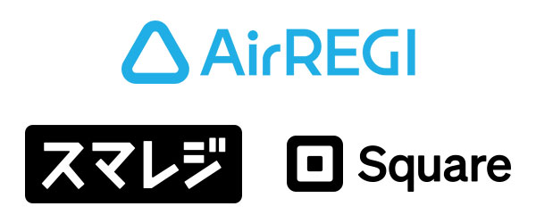SocketScan S720が対応するAirレジ、スマレジ、Squareのロゴ